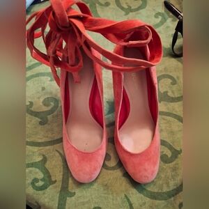 BCBGeneration Coral Suede Wrap Heels